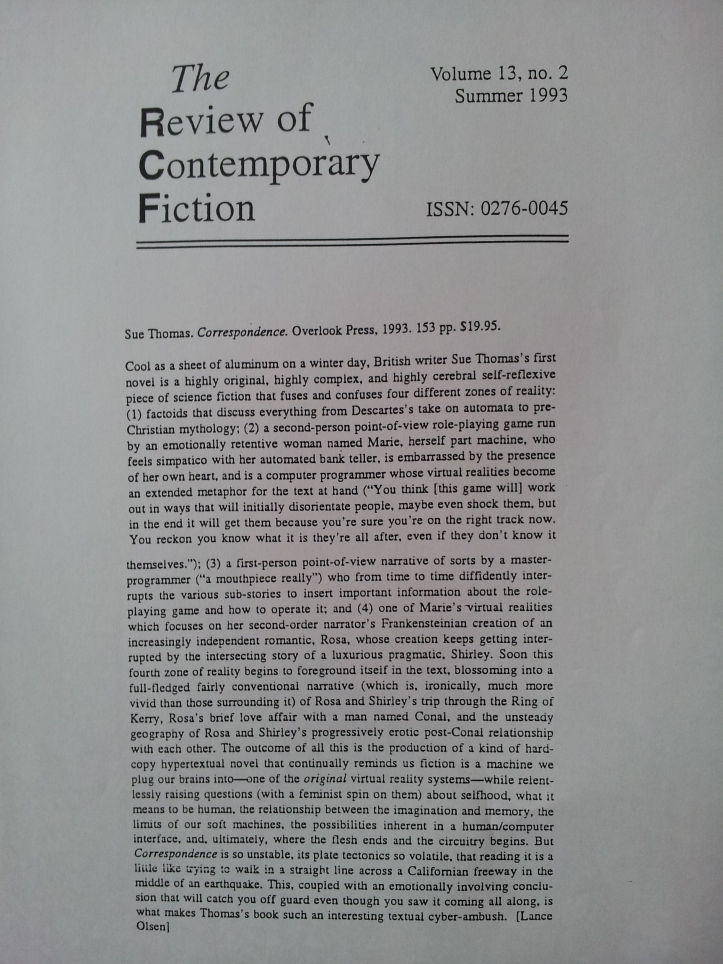 Review of Contemporary Fiction Summer 1993